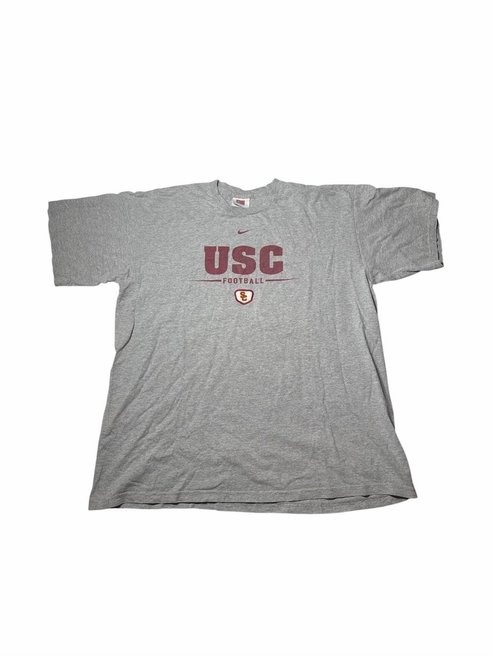 Vintage Nike USC Trojans Football T-Shirt Gray Men’s Large Embroidered Logo